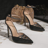 2026 Sepatu Hak Wanita Putih Luxury Rhinestone Dress Ankle Strap Sandals Women Evening Formal Party Stiletto Heels
