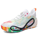 Low Cut Advanced Knit Basketball Shoes With Marbled Dye Design Responsive Cushion Midsole for Court Performance and Street Style