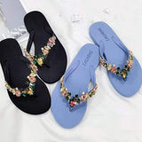 Candy Colorful Diamond Sandales Hautes Femmes Open Toe Summer Beach Thong Sandal White Soft Flips Flops