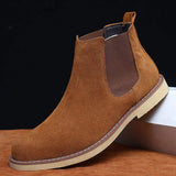 Real Leather Ankle Boots Comfortable High Top Comfortable Suede Genuine Leather Chelsea Boots for Men