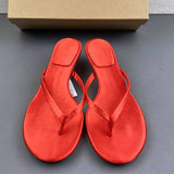 Elegant Satin Texture Flip Flops Women Slim Straps Kitten Heel Sandals Sexy Red Black Summer Party Evening Slide Shoes