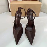 Ladies' Sexy Stiletto Heeled Sandals, Elegant Celebrity-style Pointed-toe Slingback Pumps with Mesh Panel