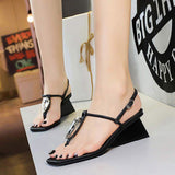 Summer 2025 Fashion Wedges Heels Flip Flops Outdoor Peep Toe Women Ladies Slides Sandals