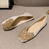 Rhinestone New Soft Sole Dress Office Shoes Flat Slipper Pumps Closed Toe Women Flat Shoes for Work