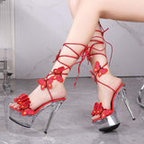 Strappy Club Wear Butterfly Extreme High Pole Dance Sandal Platform Stripper Shoes Heels