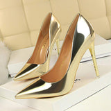 2025 Zapatos Mujer De Fiesta Bright Color Slip on Sexy Elegant Style Reflective Silver Heels for Women Pumps