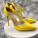 Talons Latest Fashion Estilo De Tacones Thin Stilettos Yellow Heels for Ladies