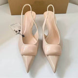 Summer Fashion Women's Black Patent Leather Stiletto Mules Stylish & Elegant Backless Ladies Sexy Heeled Sandals