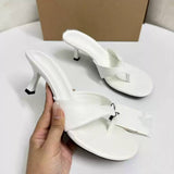 Women's Toe Post Sandals - Round Toe Slim Heel Slide-In Style Sexy Ladies Heeled Sandals