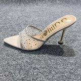 Peep Toe Mules Designer Sandalias De Tacon Mesh Fashion Slippers 2025 Summer & Spring Women Heels