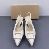Chaussures De Dames 4CM Low Female Luxury Designer Shoes Slingbacks White Heels for Women