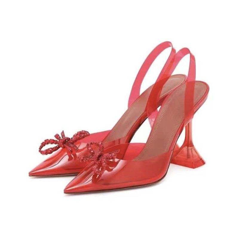 Chaussur Lux Femm Designer Summer Sandals Clear Bow Female Heels Shoes for Ladies 2025