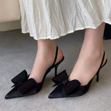35-43 Bow Slingback Talon Red Color Trending 2025 Women Low Heels for Ladies Shoes