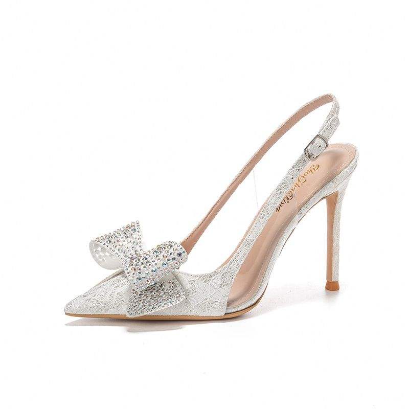 10CM/8CM/6CM Sandalias Para Mulher Talon Femme Rhinestone Decoration Slingback Sandal High Heel Mules for Women