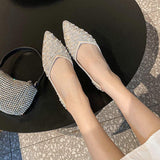 Chaussures Plates Wanita Cute Casual Slipper Style Full Pearl Elegant Moccasins Flat Shoes for Women