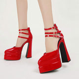 Tacones De Plataforma Pointed Toe Thick Sole Ladies Chunky High Platform Sandals for Women