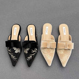 Embroidery Outdoor Slippers Closed Toe Female Ladies Casual Loafer Spring Flat Shoes