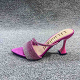Open Toe Rhinestone Sandalias De Tacon 2024 Summer & Spring Korean New Styles Heels for Women