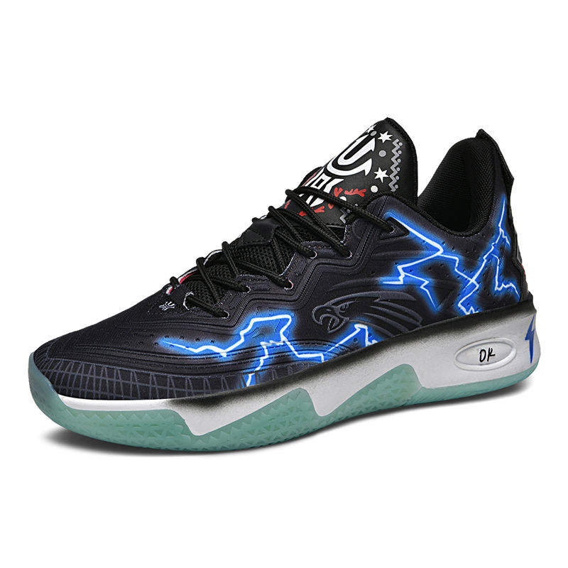 Men Women High Performance Athletic Sneakers with Lightning and Eagle Pattern Court Sports Durable Anti Slip Basketball Sneakers