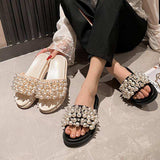 Big Pearl New Design Slippers Outdoor Casual Flat Women Sandals for Ladies