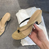 Hot Selling Square Toe Flip Flops Chunky Low Slippers Shoes Lady Heels for Ladies