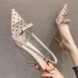 6CM Stiletto Escarpins Femme Talon Haut Sling Back Clear Sandals Sexy Pointed Transparent Heels