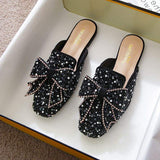 Sandali Donna Femme Loafer Bow Upper Slides Mules Style Flat Women's Sandals for Ladies