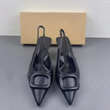 Chaussures De Dames 4CM Low Female Luxury Designer Shoes Slingbacks White Heels for Women