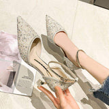 Sequin New Arrival Calzados De Mujer Designer Party Stiletto High Sexy Pump Silver Heels