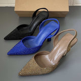 Sexy Women Heel Sandals Comfortable Durable Classic Pointed Toe Mules Ladies Luxury Summer Casual Shoes