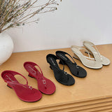 Elegant Kitten Wedge Thong Women Summer Satin Flip Flops Slim Straps Comfortable Dressy Slide Sandals