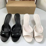 Summer New Women's Patent Leather Mules - High Heel Sandals Stiletto Slide Sandals for Outdoor Wear