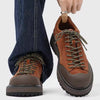 Mens Suede Leather Hiking Sneakers Retro Gorpcore Outdoor Shoes Contrast Toe Cap Casual Walking Shoes Coffee Brown